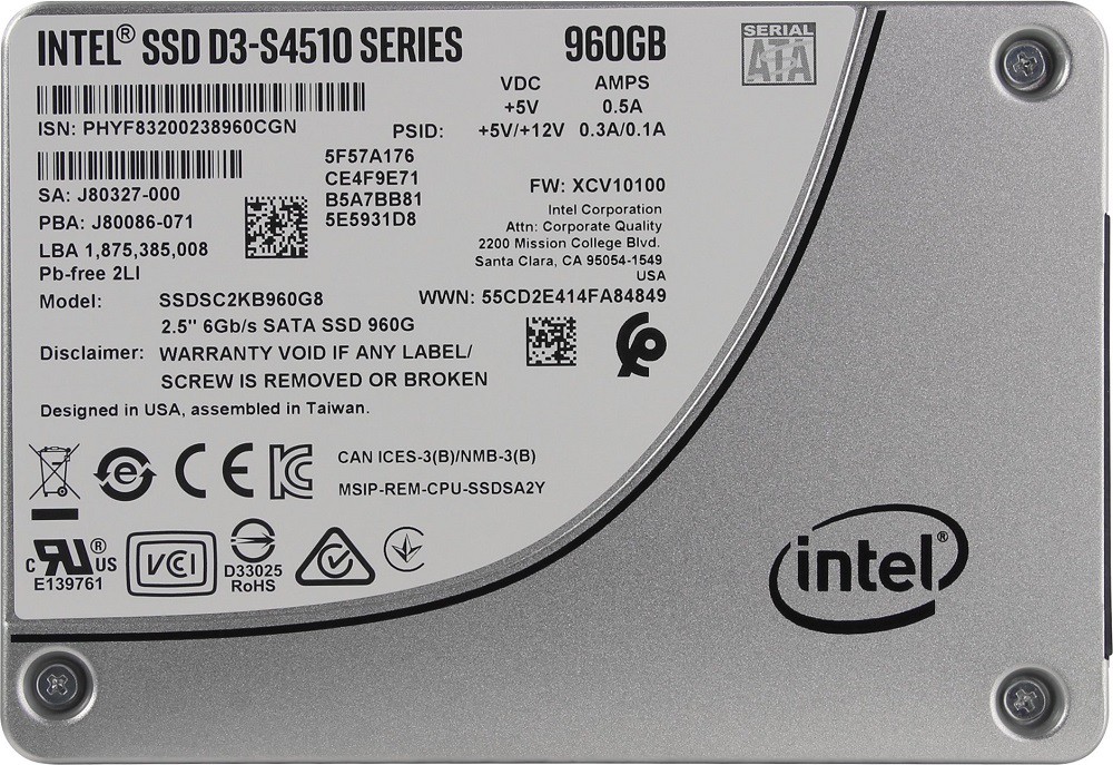   SSD 960Gb Intel D3-S4510 (SSDSC2KB960G801) (SATA-6Gb/s, 2.5